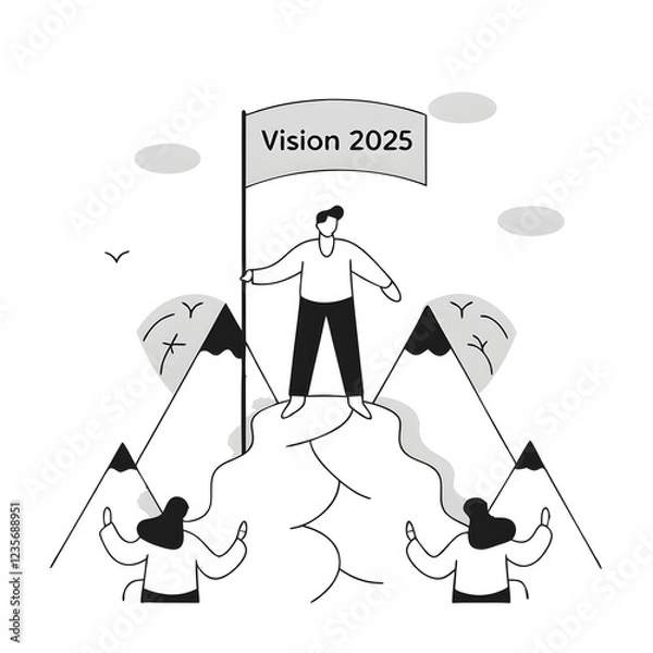 Obraz A visionary leader standing in front of a diverse team in a modern office, passionately sharing a strategic vision for the future. The team is engaged and inspired, with a large screen displaying a ro