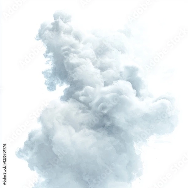 Obraz Soft White Smoke Clouds Rising on a White Background, Perfect for Abstract Designs and Creative Projects