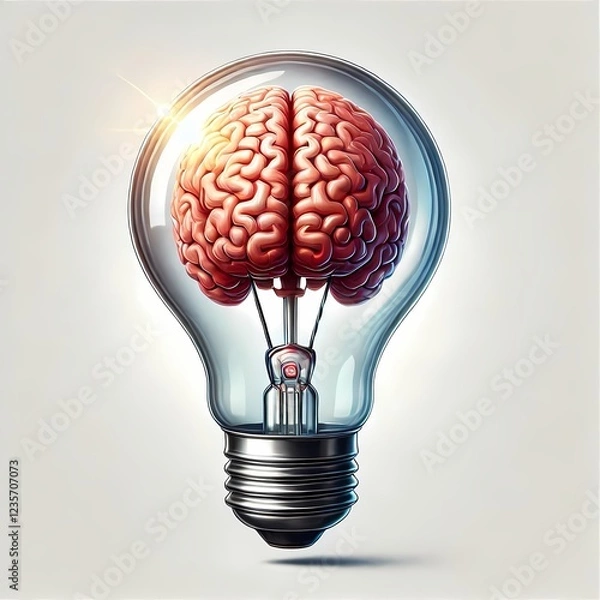 Fototapeta Brain Inside Lightbulb Creative Innovation Concept