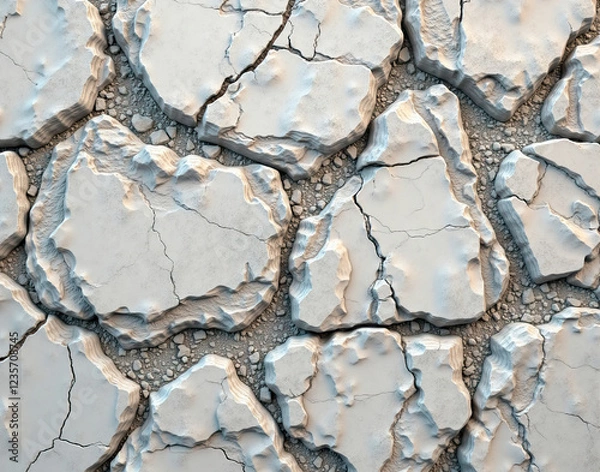 Fototapeta Tessellating industrial concrete-marble hybrid with steel-reinforced fractures and calcite veins, creating a bold, modern texture.