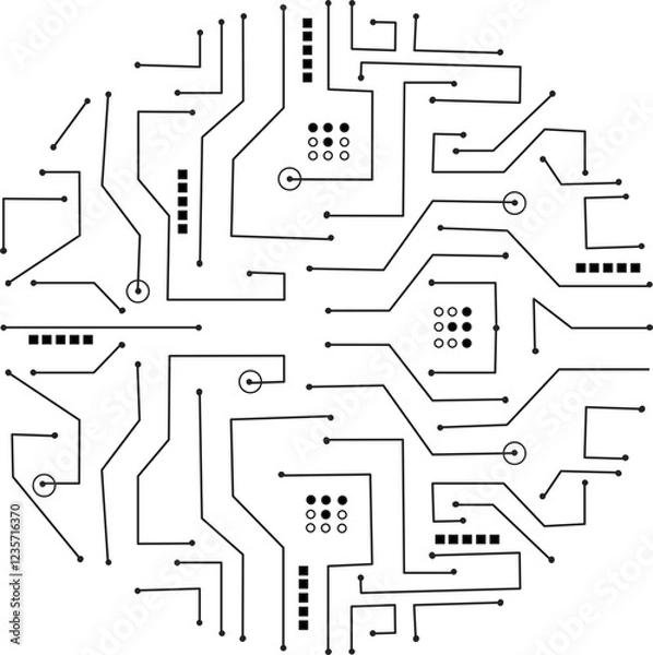 Fototapeta Geometric background and high tech circuit board connection system
