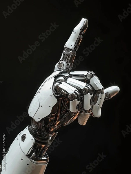 Fototapeta Cybernetic Hand Making a Futuristic Gesture in a Sci-Fi Setting