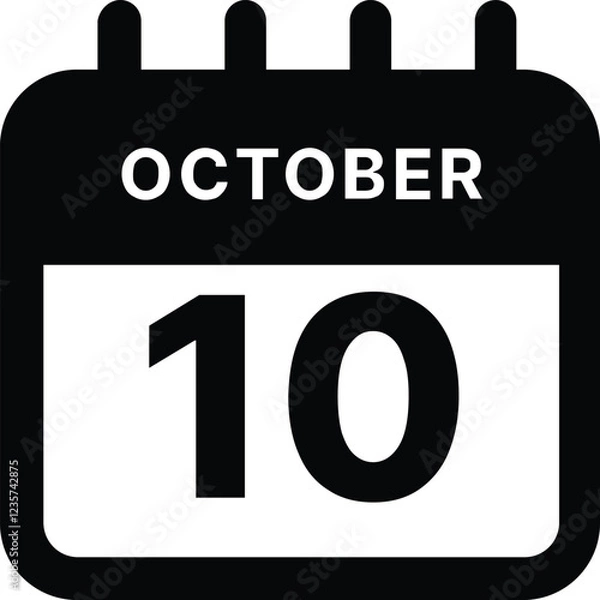 Fototapeta October 10 calendar icon design vector illustration