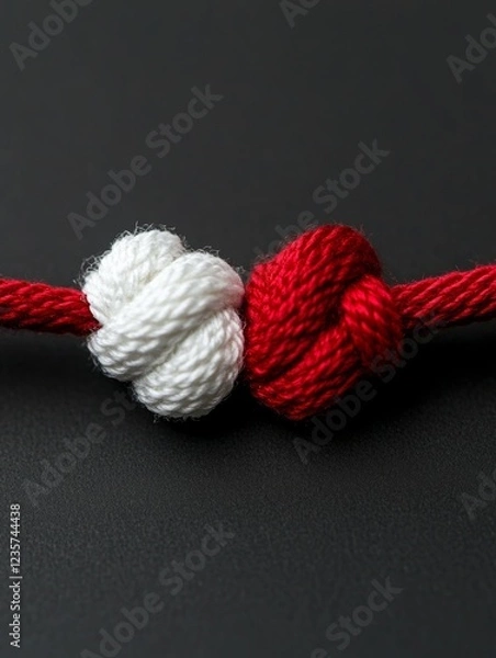 Obraz Strong, brown rope tied in a nautical knot, isolated on a white background