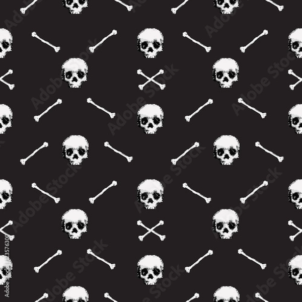 Fototapeta 8bit Skull pattern