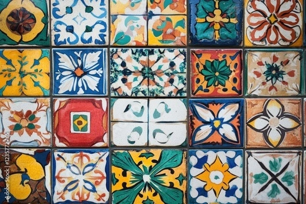 Obraz Colorful Floral Tiles Create A Vibrant Mosaic Pattern