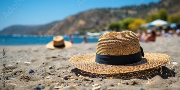 Fototapeta straw hat on the beach