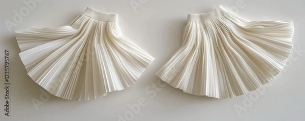 Fototapeta Flatlay of Elegant White Pleated Skirts Displayed in Soft Lighting