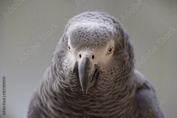 Obraz Detailed Portrait of a Grey Parrot with Intense Gaze