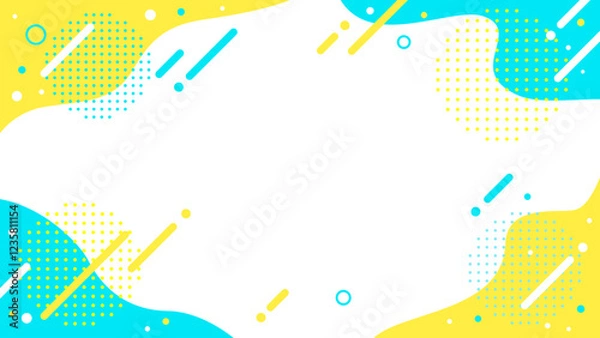 Obraz ポップな青と黄色のベクター背景素材。海の波のデザイン。おしゃれなイメージイラスト。