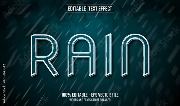 Fototapeta rain editable text effect