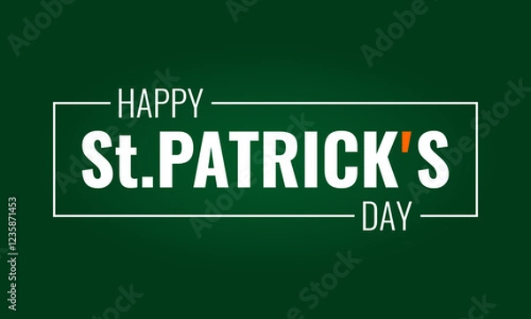 Fototapeta happy st. patrick's day, white and orange text over green gradient background