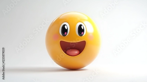 Fototapeta 3D Smiling Emoji on White Background (3)