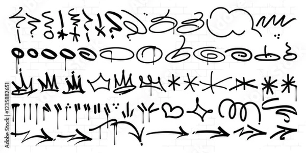 Obraz Trendy Dirty Doodle Urban Street Art Graffiti Tags And Symbols Vector Elements Set Collection