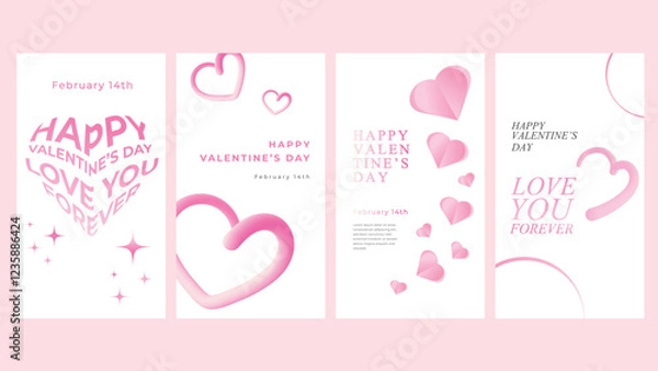 Fototapeta Happy Valentine's Day templates for social media posts, cover, poster, banners, marketing, sales promotion. Vector illustration.