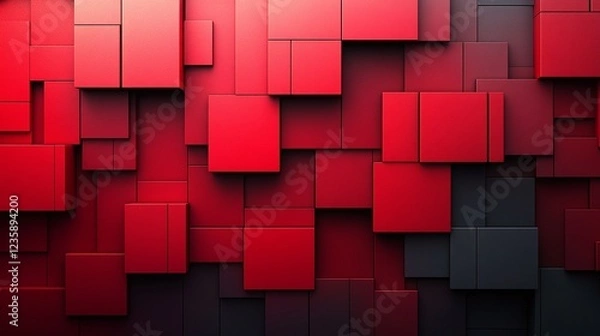 Fototapeta abstract 3d background, wallpaper, red geometric cubes