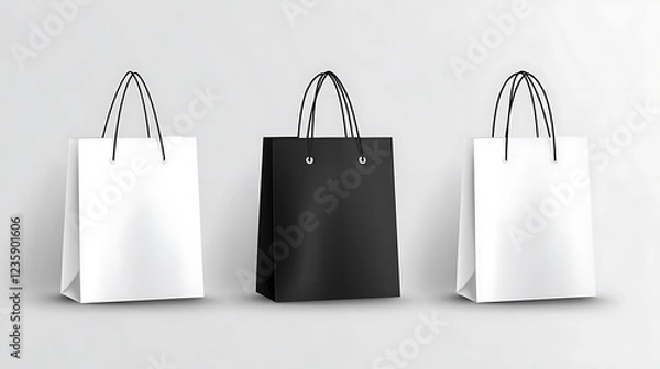 Fototapeta Three Blank Shopping Bags, Mockup, Versatile Design, Empty Bags,  Design Concept