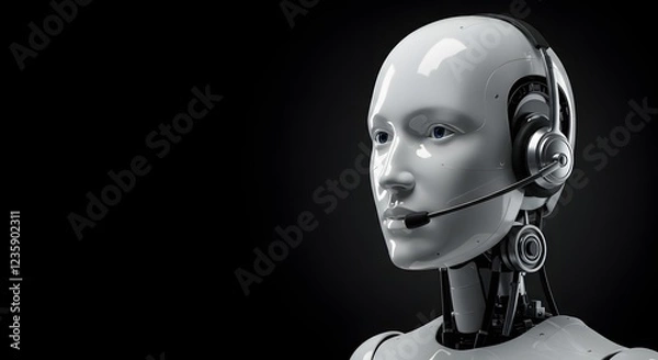 Fototapeta Futuristic Robot as Automated Customer Service AI Representative