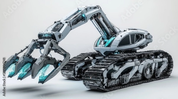 Fototapeta A futuristic construction vehicle powered by hydrogen or electric energy.