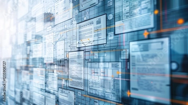 Fototapeta Abstract Digital Dataflow and Information Network