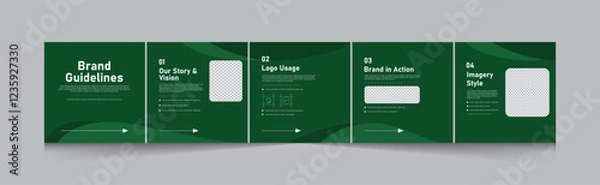Fototapeta Brand Guideline Social Media Carousel Post Template. Microblog Carousel Template For Social Media Post, Editable Carousel Post For Business.