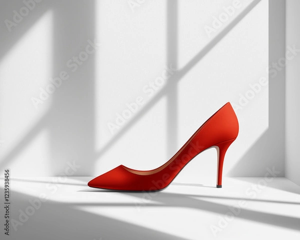 Fototapeta Isolated Red High Heels with Texture