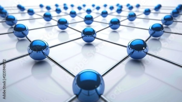 Fototapeta Blue Spheres Representing Network Connections and Technology