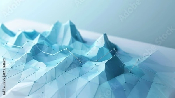 Fototapeta Futuristic 3D Abstract Mountain Data Visualization