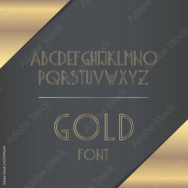 Obraz Golden outline font