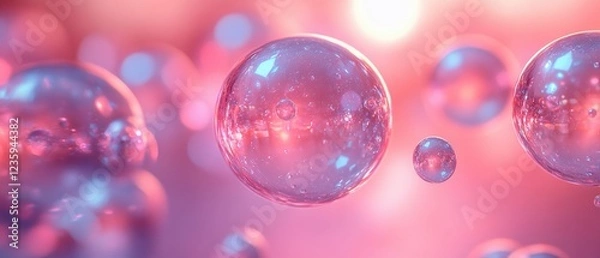 Fototapeta Bubbling colorful spheres abstract background vibrant colors close-up beauty