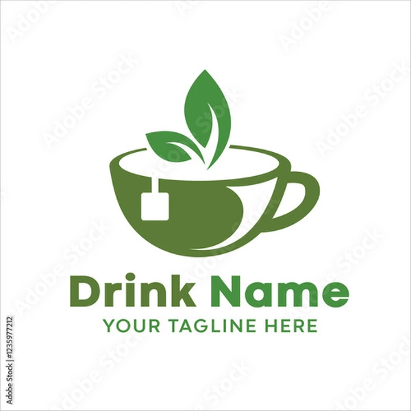 Fototapeta warm green tea logo vector, just change the name, suitable for background logos, etc