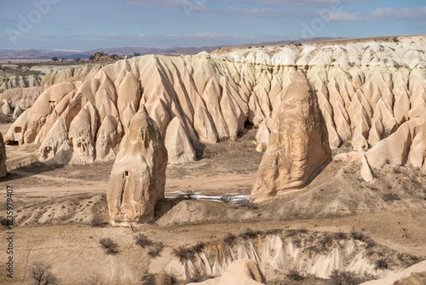 Obraz Rock formations of the Red Valley (Valley of Roses), Cappadocia, Turkey , in winter.