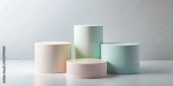 Fototapeta Abstract Minimalist Cylindrical Display for Product Presentation with Soft Pastel Colors
