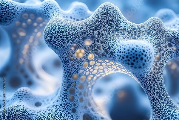 Fototapeta Abstract Macro View of Intricate Blue Organic Shapes and Patterns