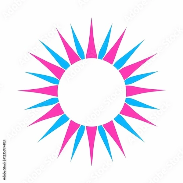 Fototapeta Abstract sunburst logo in pink and blue.