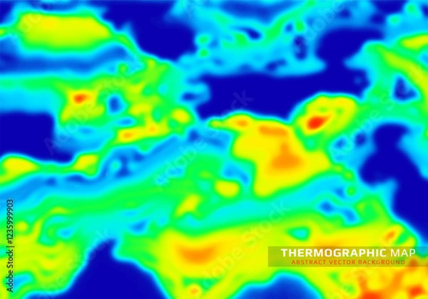 Fototapeta Heat map. Abstract infrared thermographic background. Temperature distribution and data analysis. Thermal imaging concept. Vector illustration.