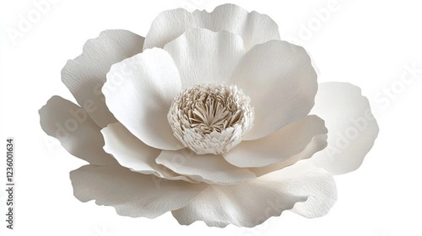 Fototapeta Isolated single paper flower peony made from crepe paper,