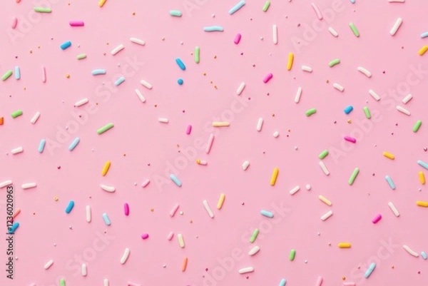 Fototapeta Colorful sprinkles scattered on pink background. (4)