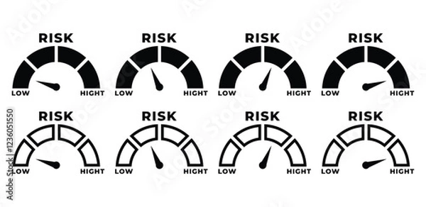 Fototapeta risk meter icon vector design template black white color modern flat illustration 