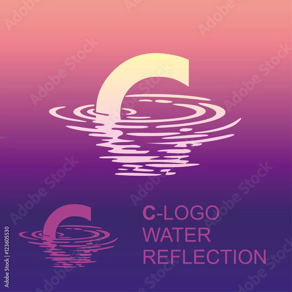 Obraz Креативный логотип для фирменного стиля компании: буква c и отражение в воде