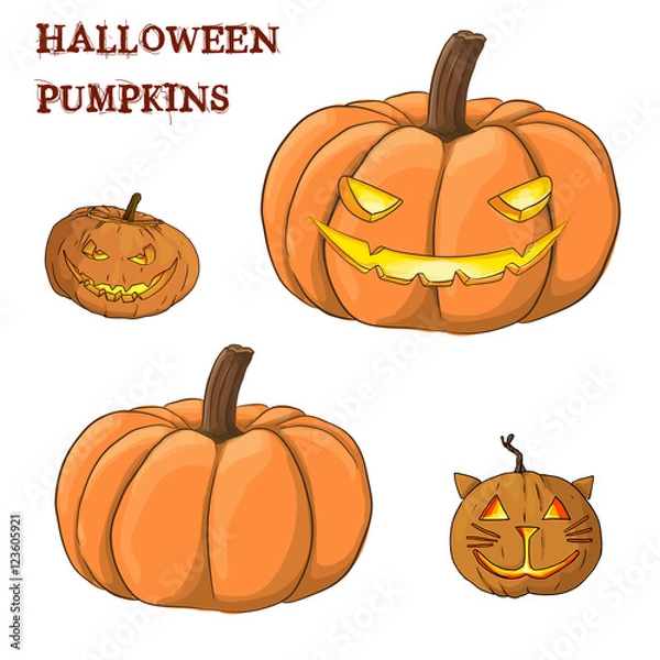 Obraz halloween pumpkins set isolated