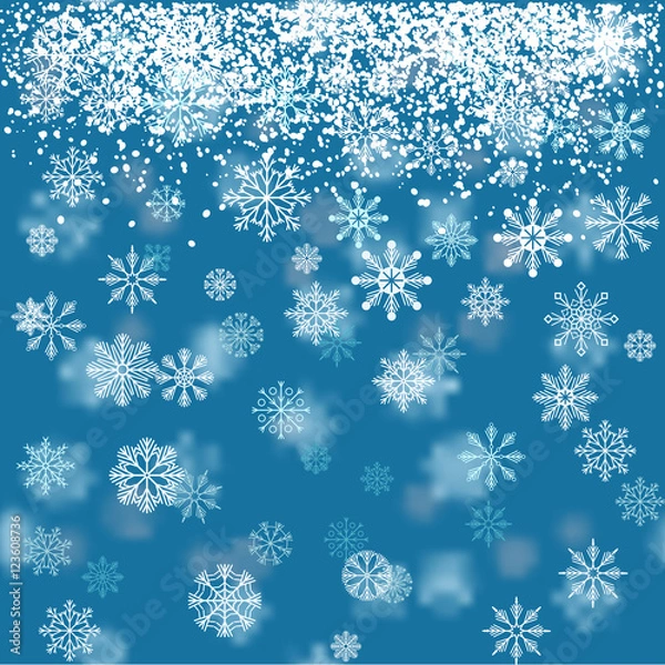 Obraz Christmas holiday background with snowflakes. Winter pattern