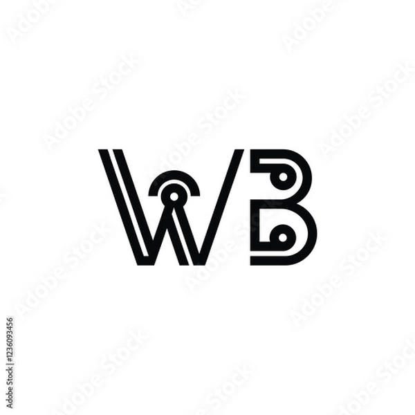 Fototapeta WB monogram logo design letter text name symbol monochrome logotype alphabet character simple logo