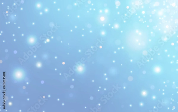 Fototapeta Soft Blue Bokeh with Twinkling Light Particles. Dreamy Sky Glow with Floating Sparkles, Background decoration