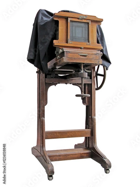 Obraz Antique wooden camera on stand