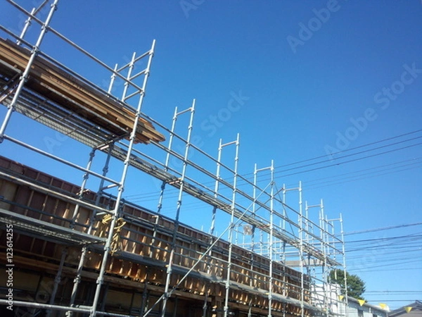 Fototapeta 工事現場の外部足場
