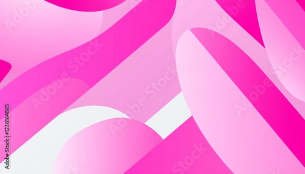 Fototapeta Abstract vibrant pink geometric design with layered curved shapes, creating a modern and playful artistic composition with a bold contemporary look.