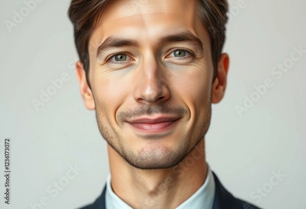 Fototapeta Male portrait with neutral background and soft lighting