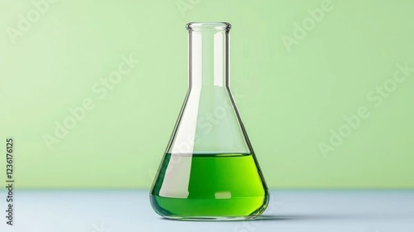 Fototapeta Green Liquid in Erlenmeyer Flask A Scientific Experiment