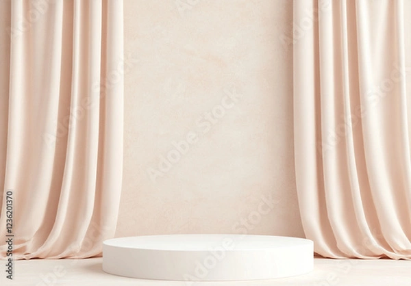 Fototapeta Elegant stage setup for fashion show minimalist studio photography bright environment center view modern aesthetics